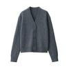 MUJI Women's Washable Wool Mid-Gauge V-Neck Cardigan, BA1P5A4A, Charcoal Gray, Women's XL