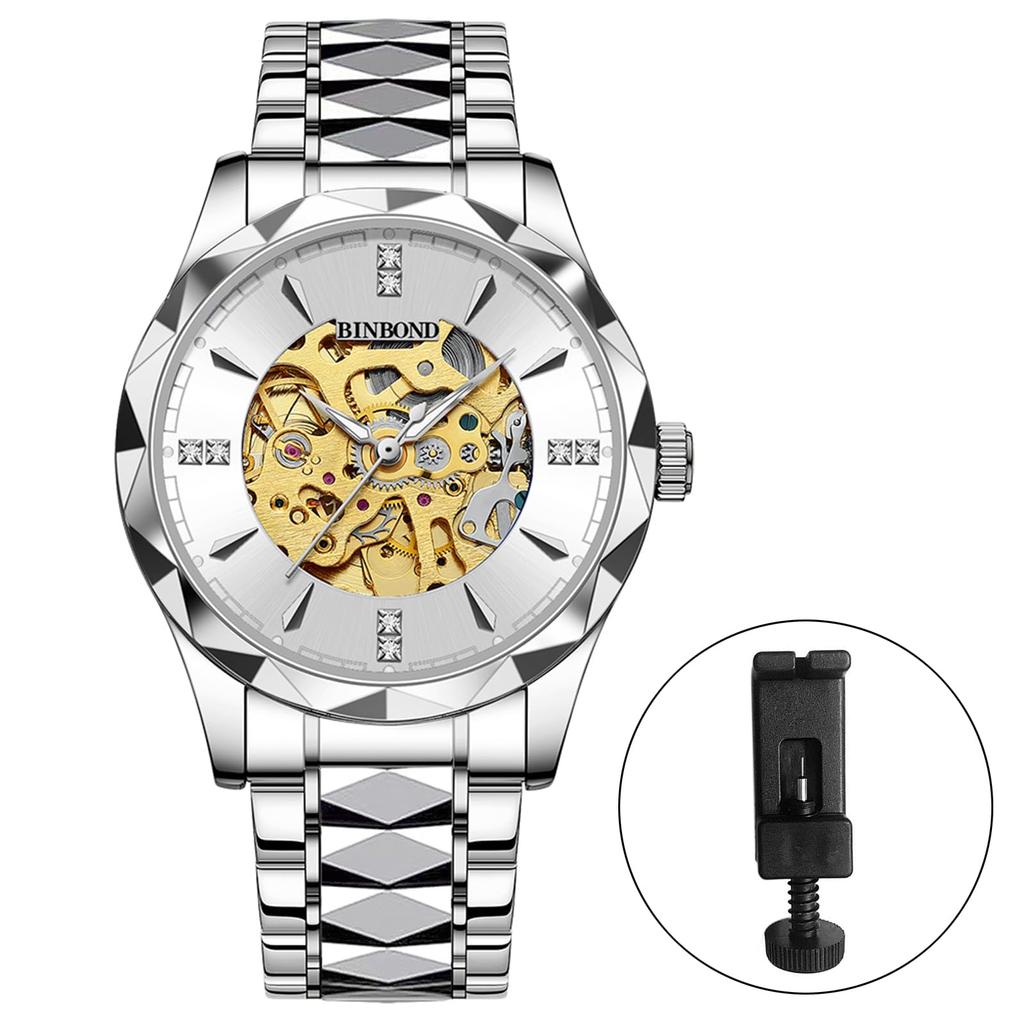 Automatic Skeleton 3ATM Waterproof Luminous Analog Stainless Steel Simple Stylish Casual Business Fashion Accessories Birthday Anniversary Christmas