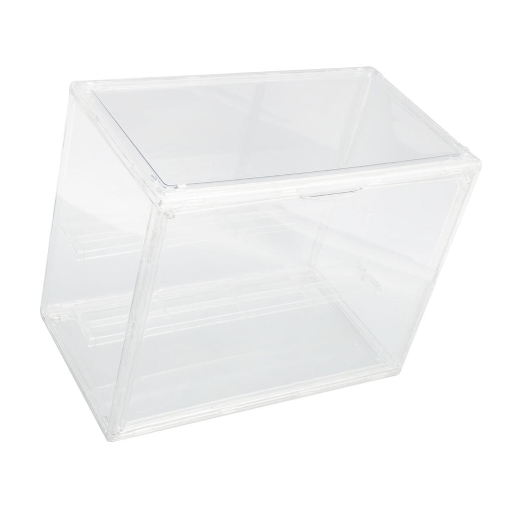 Clear Display Case for Miniature Figures PET Stackable Display Box with Magnetic Door Detachable