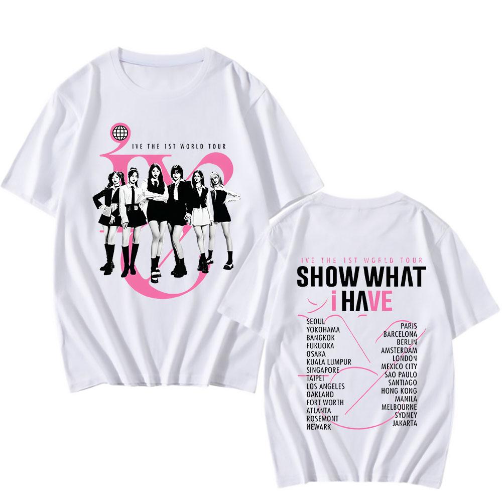 IVE The 1st World Tour Show What I Have Shirt Hip Hop Clothing Summer 100% Cotton Short Sleeve Men Women Korean Style Streetwear