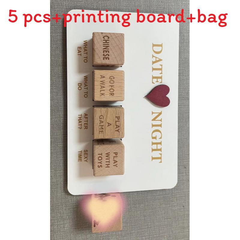 Date Night Dice Wooden Game For Couples With Printed Board Valentine Gift