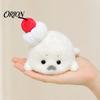 Holiday Stocking Stuffer Cute Baby Seal Plush Keychain, Soft Fluffy White Mini Bag Small Animal Charm, Stuffed Ocean Key Ring Accessory for