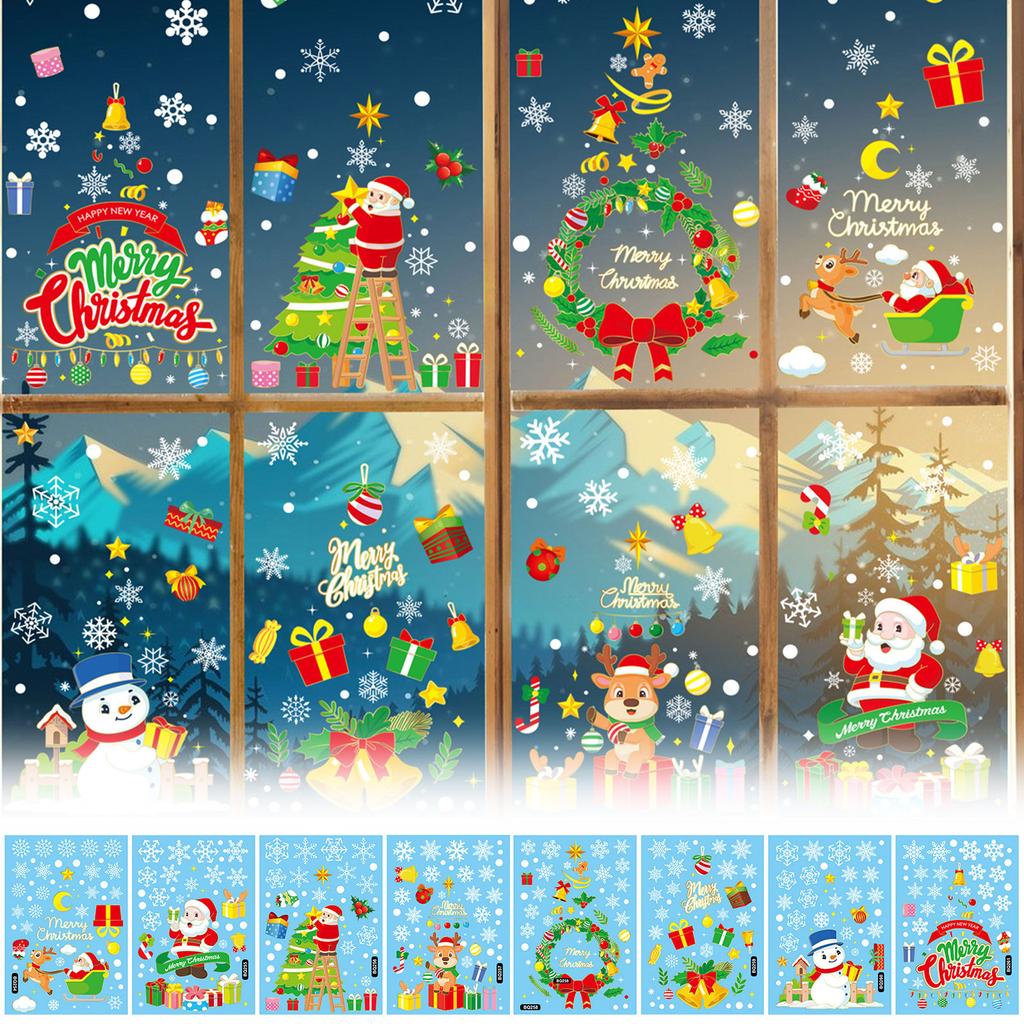 Christmas Window Clings Window Stickers Decor Xmas Snowman Snowflake Window Decor
