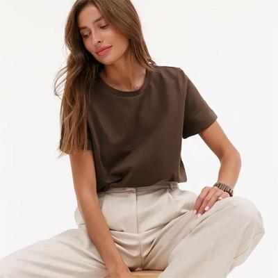 Футболка из хлопка с короткими рукавами, женская повседневная, с круглым вырезом