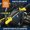 Urban UR959Y Canne Antivol Voiture Bloque Volant,Acier Jaune Plus Visible,Serrure Haute Sécurité,Verrouillage Automatique,Bloc Ba