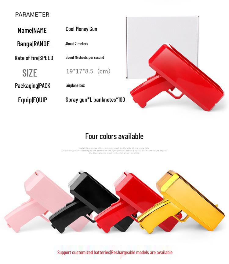 Кросс-бордерная денежная пушка с электроприводом и индивидуальным логотипом: Игрушечный реквизит "Банкнота с плевком доллара"
