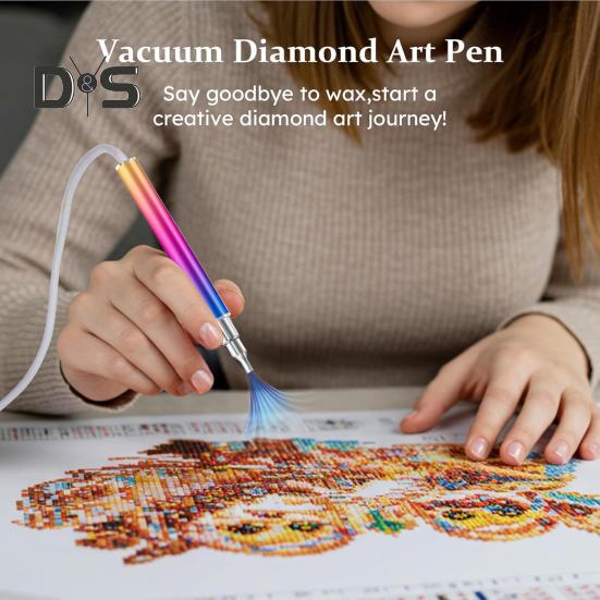 Вакуумная щетка для страз Портативная зарядка USB-C 3 уровня всасывания Дрель Дисковая щетка Инструмент для рисования стразами без воска