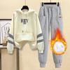 Women's Fall and Winter Padded and Thickened Comfortable Sports Suit Hooded Pocket Sweatshirt + Sweatpants Two-piece Set