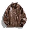 Men’s Faux Leather Motorcycle Jackets Casual Outdoor Bomber Jacket Vintage Coats Outwear Lightweight Motorcycle PU Leather Outwear Jacket for Men