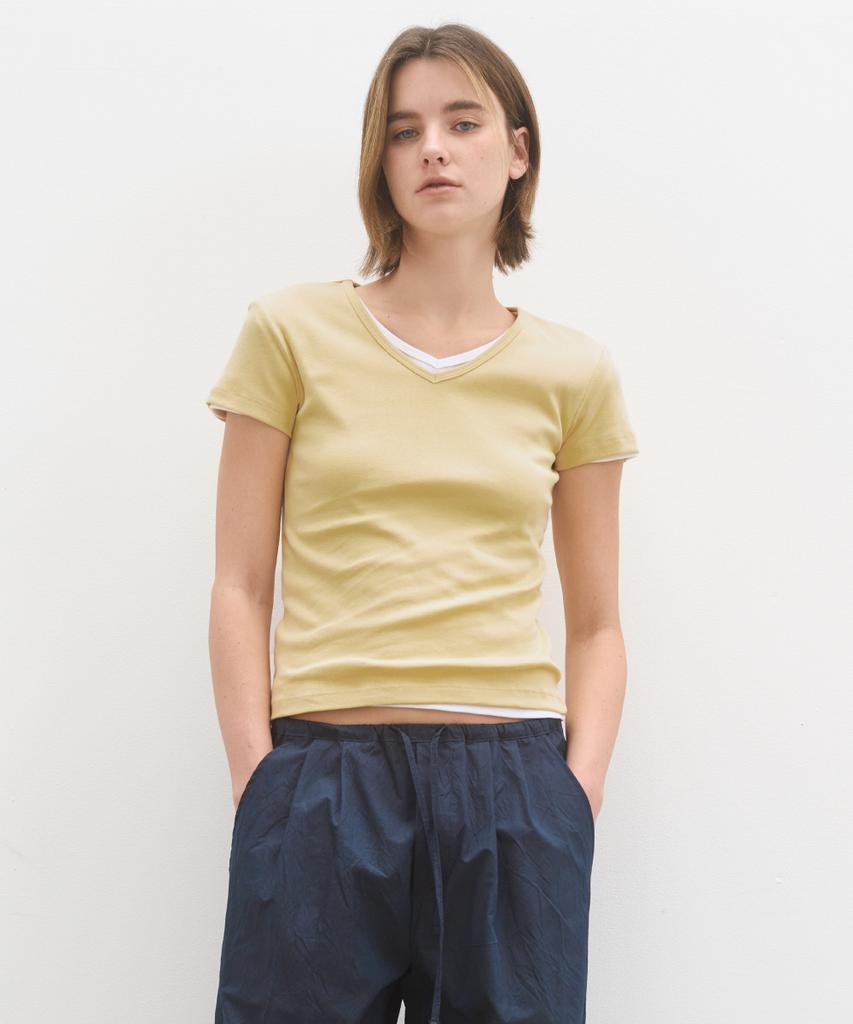 POSZER V-Neck Short Sleeve T-Shirt (Yellow)