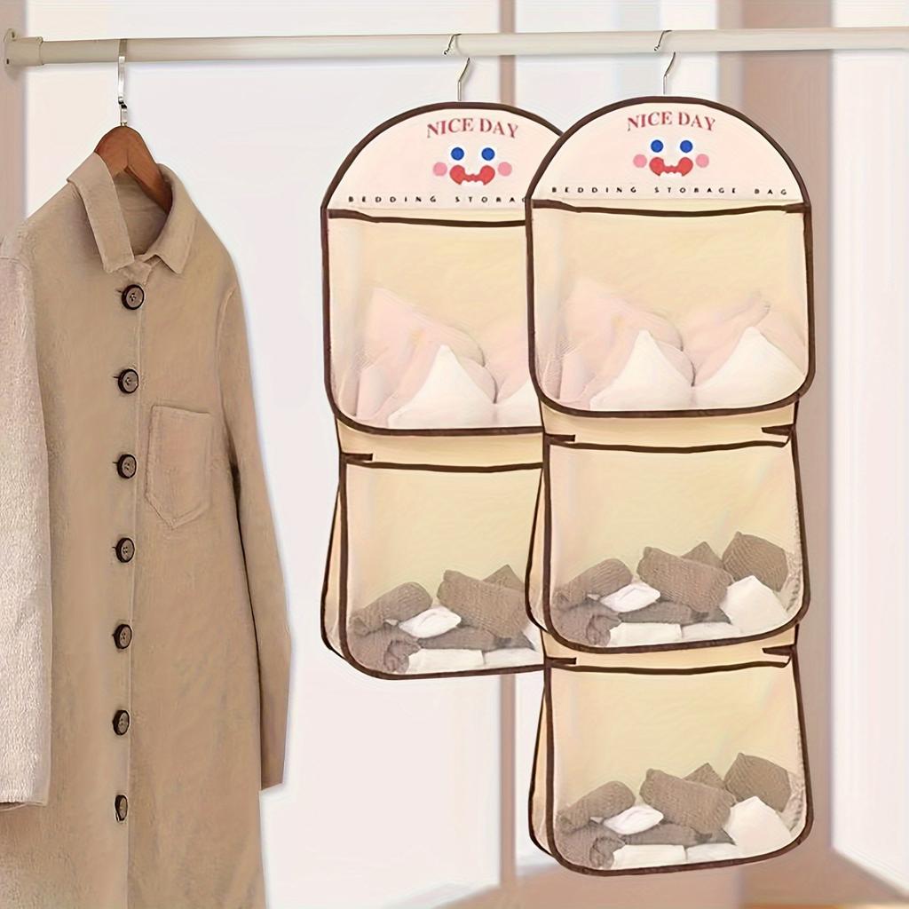 Подвесной сетчатый органайзер из дышащего полиэстера для хранения нижнего белья, носков, с несколькими отделениями, подвесной органайзер на дверь для шкафа