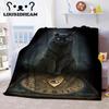 Witch Black Cat Halloween Throw Blanket Cat Mysterious Divination Witchcraft Lucifer Portable Flannel Blanket for Bedding Travel