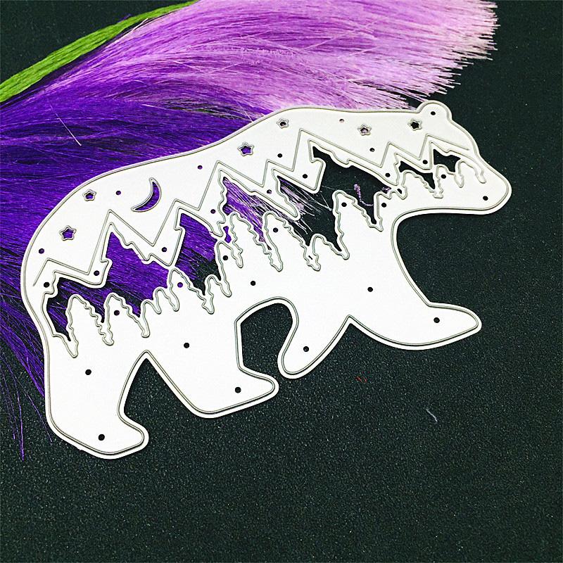 Медведь и северный олень, рождественский олень, металлические трафареты для скрапбукинга, тиснение, трафареты для изготовления карт, ремесленный декор