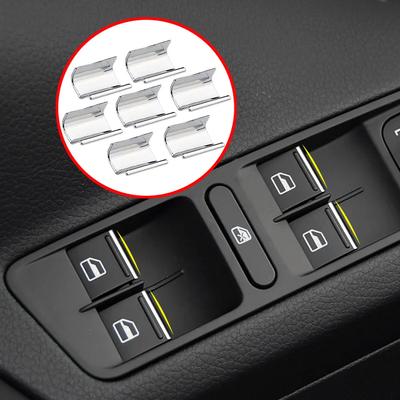 7 шт. наклеек на кнопку подъема стекла автомобиля с блестками для Volkswagen VW Tiguan Passat для Skoda Karoq хромированные аксессуары