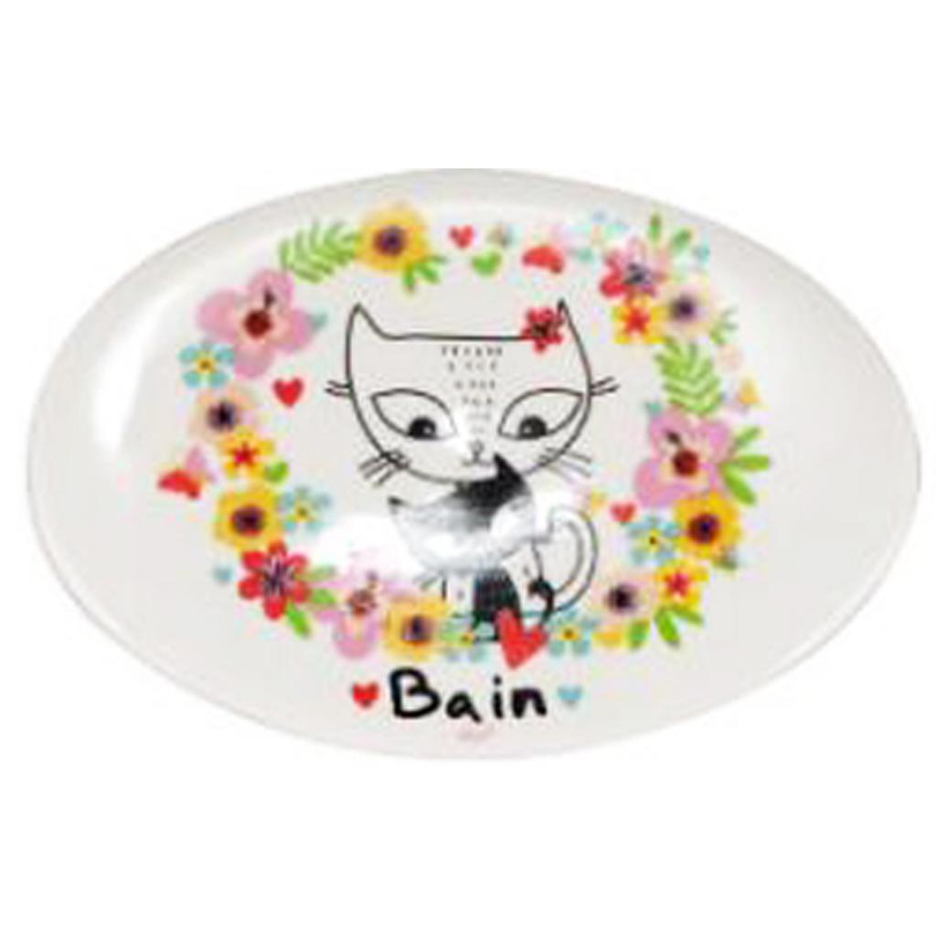 Les Trésors De Lily [R6766] - Multicolored 'Cats' Ceramic Door Plaque (Bath) - 12x8cm