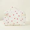 Women Quilted Makeup Bag Cosmetic Organizer Bag Large Capacity Aesthetic Cosmetic Bag Cherry Pattern Cute Toiletry Bag