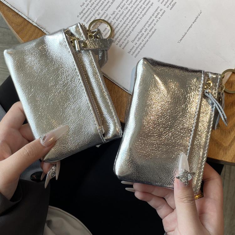 Multifunctional Mini Leather Wallet: Crackle Pattern Card & Key Holder