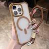 Чехол для телефона для iPhone 16E 15 14 16 Plus 11 12 13 16 Pro Max Магнитный ремешок на запястье Magsafe Шнурок Защитник Ударопрочный чехол