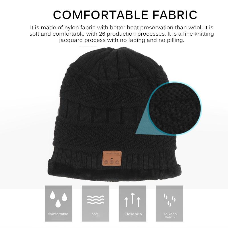 Bluetooth-шапка-бини с шарфом Bluetooth-аккумуляторная вязаная шапка с беспроводной головной убор Hands Free Зимний инструмент для бега для мужчин и женщин