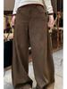 Autumn Chaka Wide-Leg Pleated Casual Pants - Slimming, Loose Fit, Solid Color
