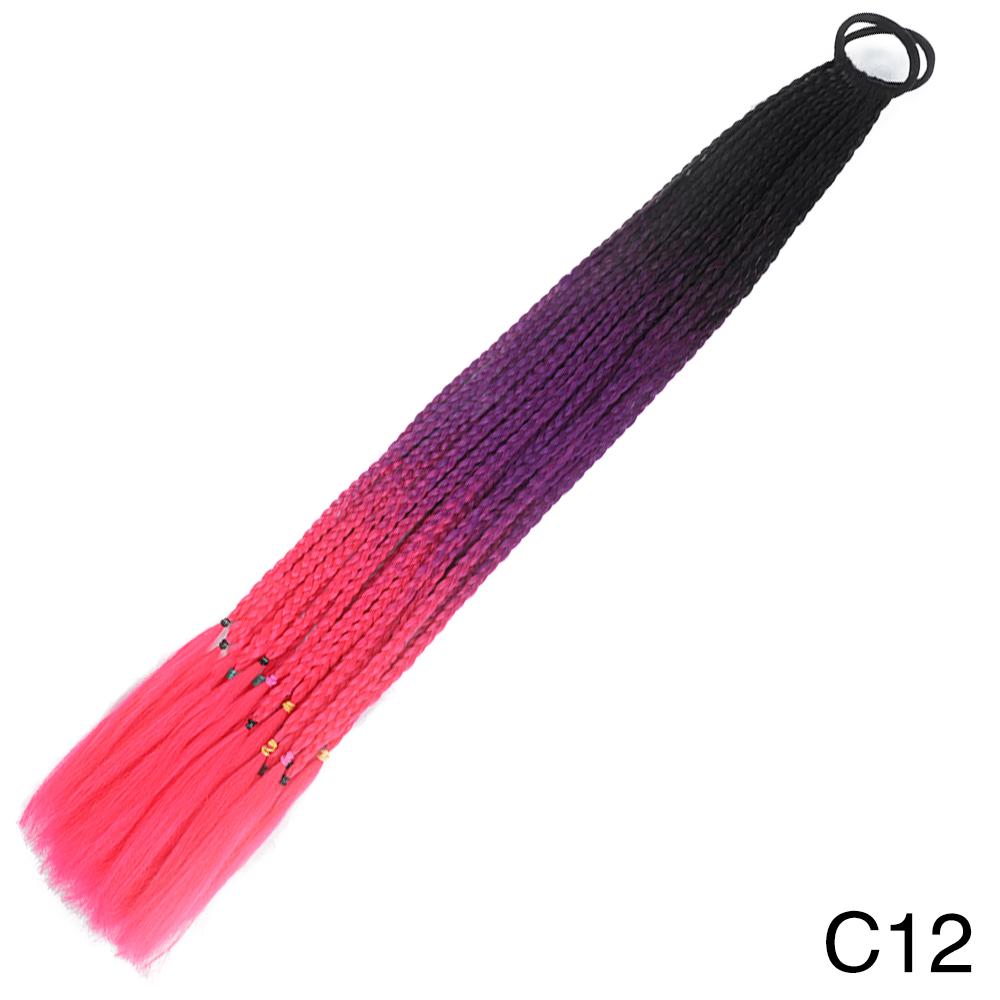 MERISIHAIR Синтетические длинные прямые градиентные цвета, грязный плетеный хвост, эластичная резинка, плетение, конский хвост, наращивание волос для девочек