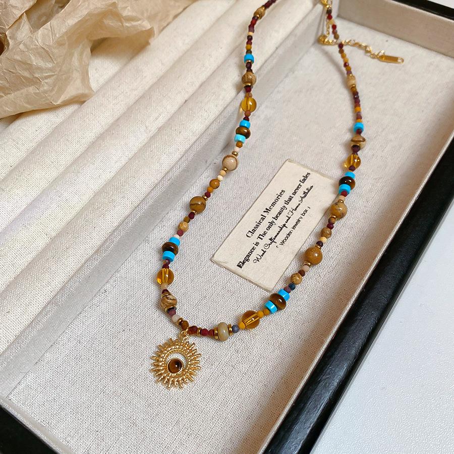 Подсолнух, ожерелье из бусин, новый китайский винтажный чокер, женские украшения класса люкс