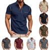 Summer European And American Men's Short Sleeved Men's Lapel T-shirt Color Blocking Top