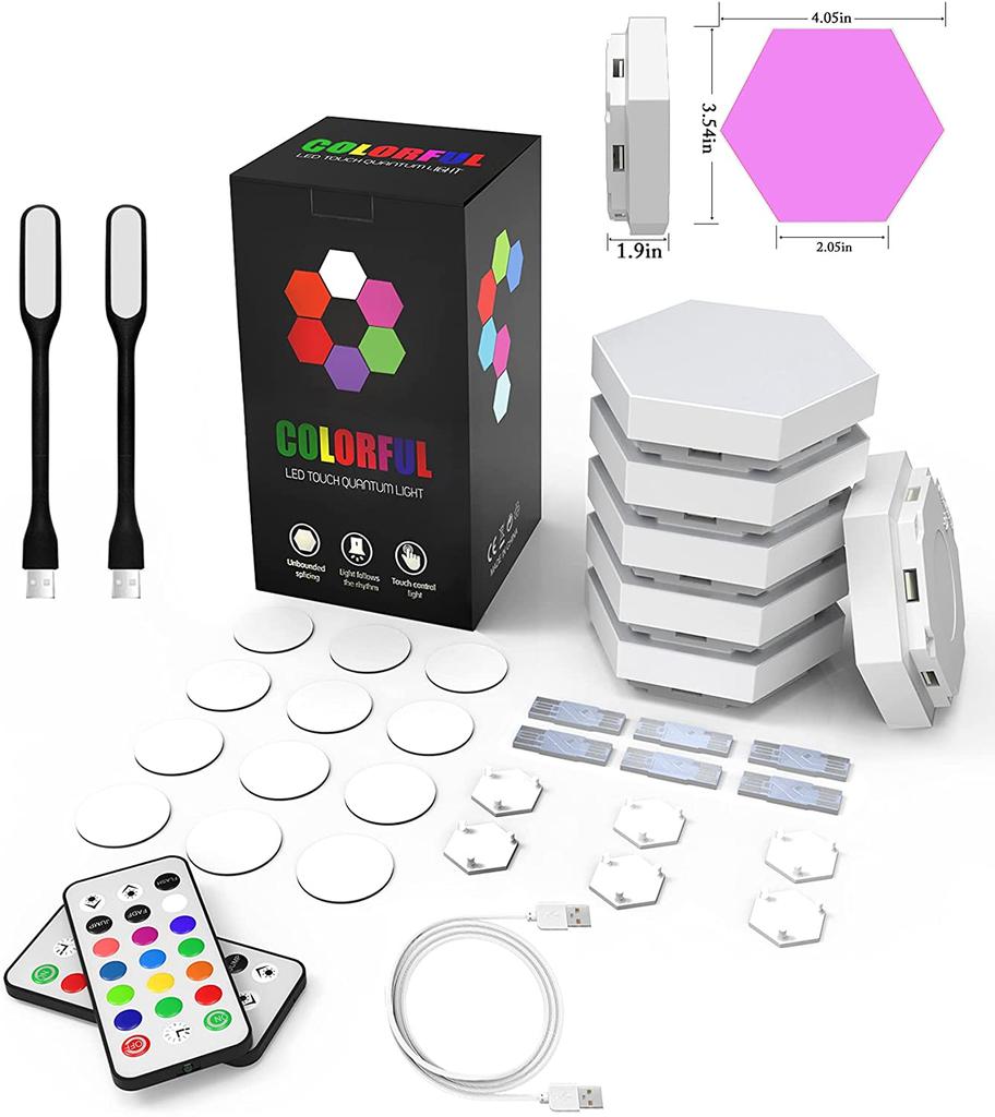 Шестиугольные светильники с пультом дистанционного управления, умные шестиугольные настенные светильники своими руками, светодиодные настенные панели, геометрические шестигранные светильники Touch, используемые в декоре игровой комнаты, вечеринке