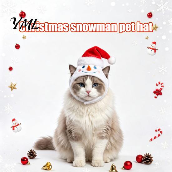Pet Photography Prop Christmas Snowman Hat for Cats And Small to Medium Dogs, Soft Holiday Gift Pets Plush Festive Costume Accessory with Embroidered