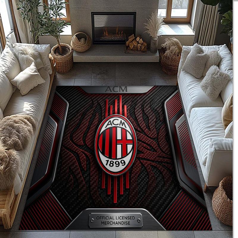 Фланелевый ковер с принтом AC Milan, нескользящий, мягкий, из полиэстера, для пола, декоративный коврик для спальни, гостиной, дивана, игровой комнаты, домашний декор