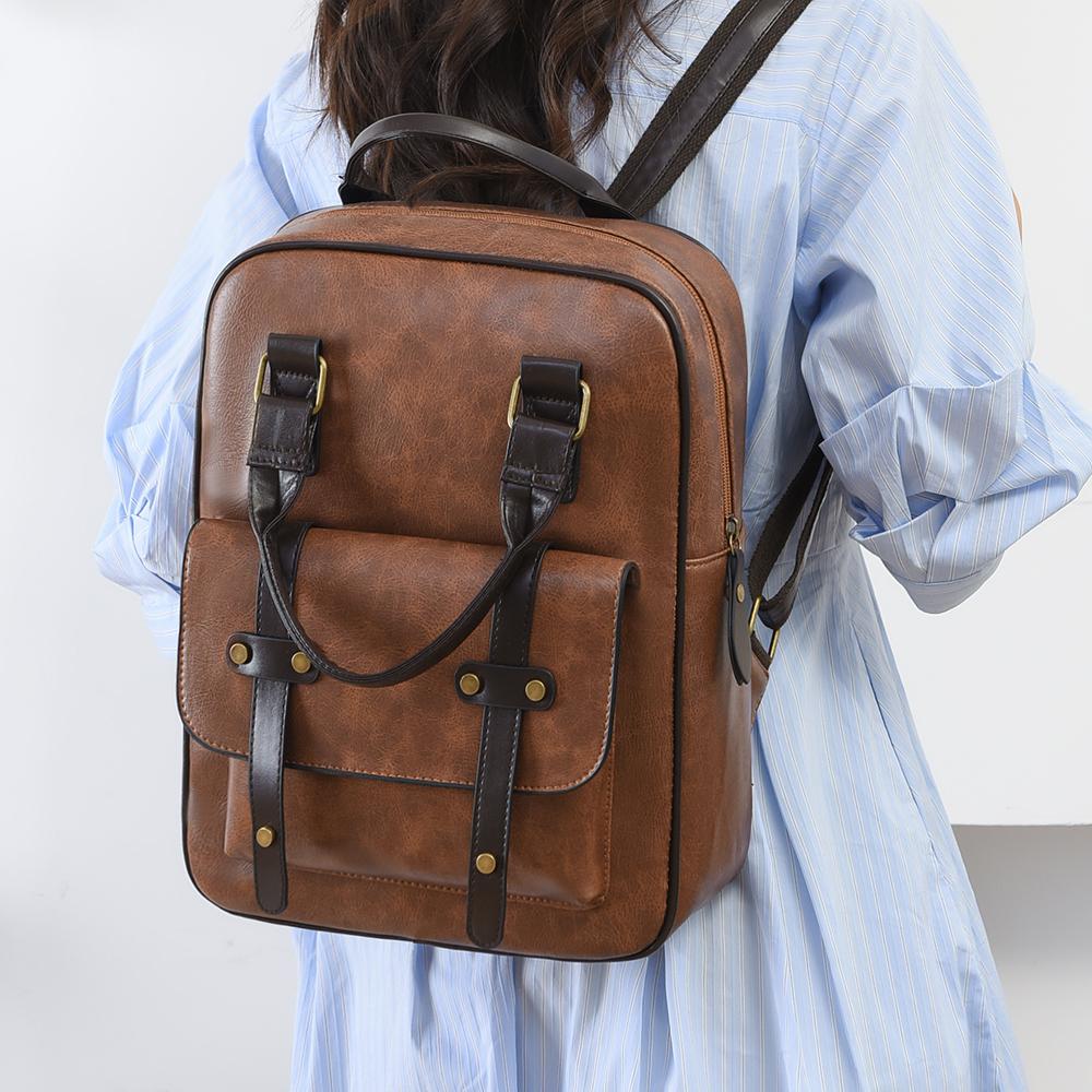 Ретро женский рюкзак PU рюкзак большой емкости