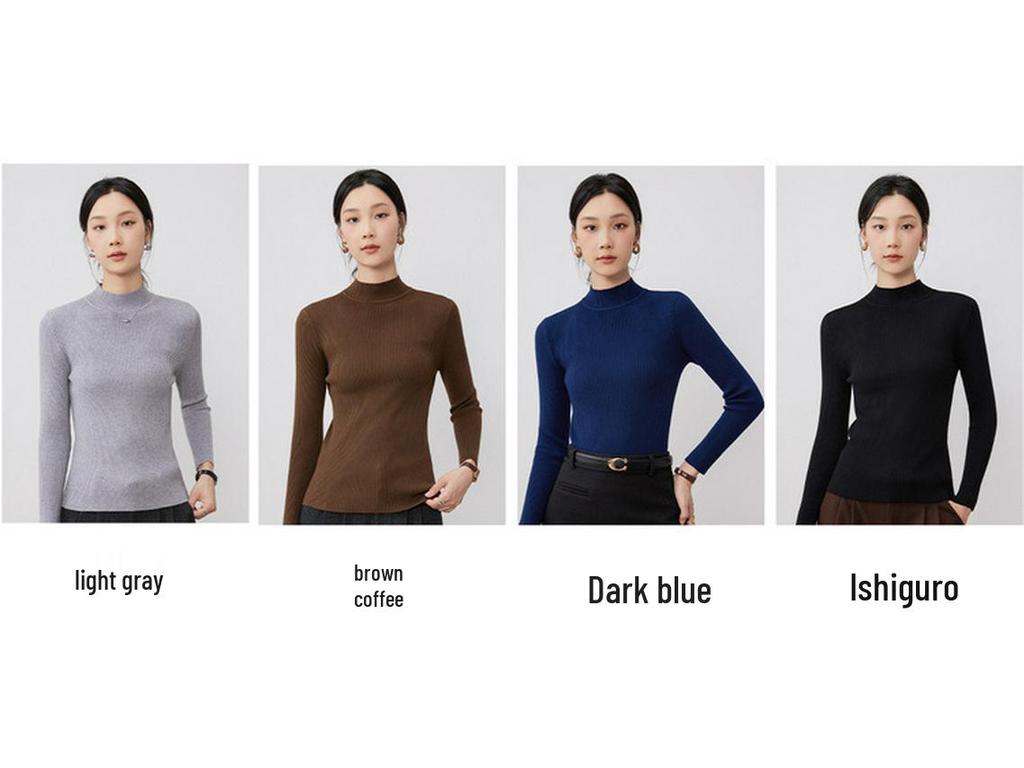 Women's Long Sleeve High-Neck Slim Fit Knit Sweater - 2025 Autumn/Winter Collection