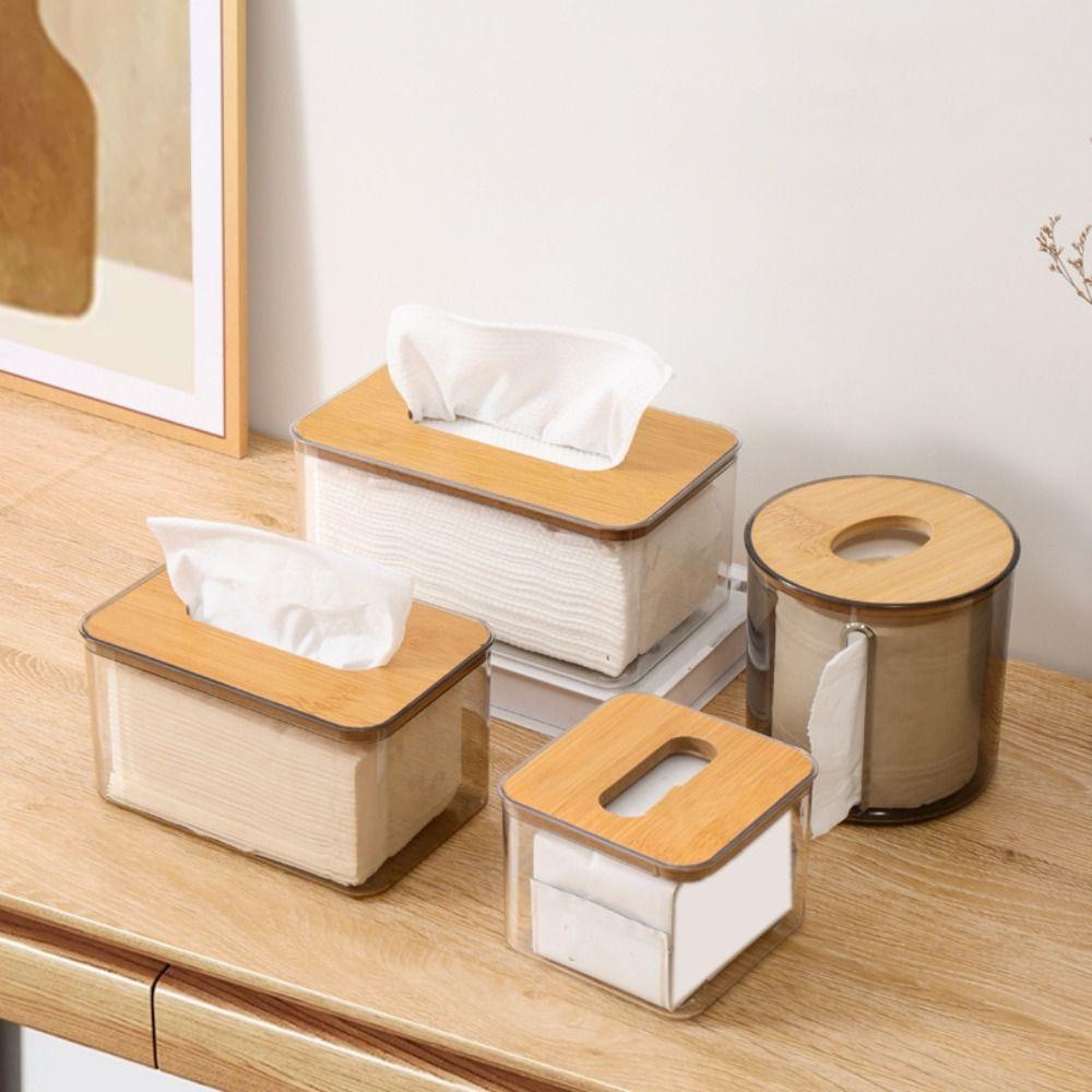 Прозрачная минималистская деревянная коробка для салфеток Пластиковый держатель для салфеток Коробка для салфеток для лица Ресторан