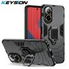 KEYSION Противоударный чехол для Realme C67 4G C67 5G C55 C53 C51, силиконовый + ПК с металлическим кольцом-подставкой, чехол для телефона для OPPO Realme Note 50