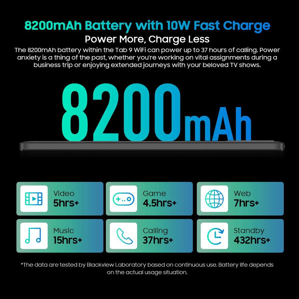 Восстановленный планшет Blackview Tab 9 WiFi Android 14 – 11-дюймовый 2K FHD+ большой дисплей, 18 ГБ 256 ГБ