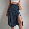 Ditsy Floral Boho Skirt for Women with Slit Summer High Waisted Flowy Midi Skirt Casual A-Line Split Beach Skirt