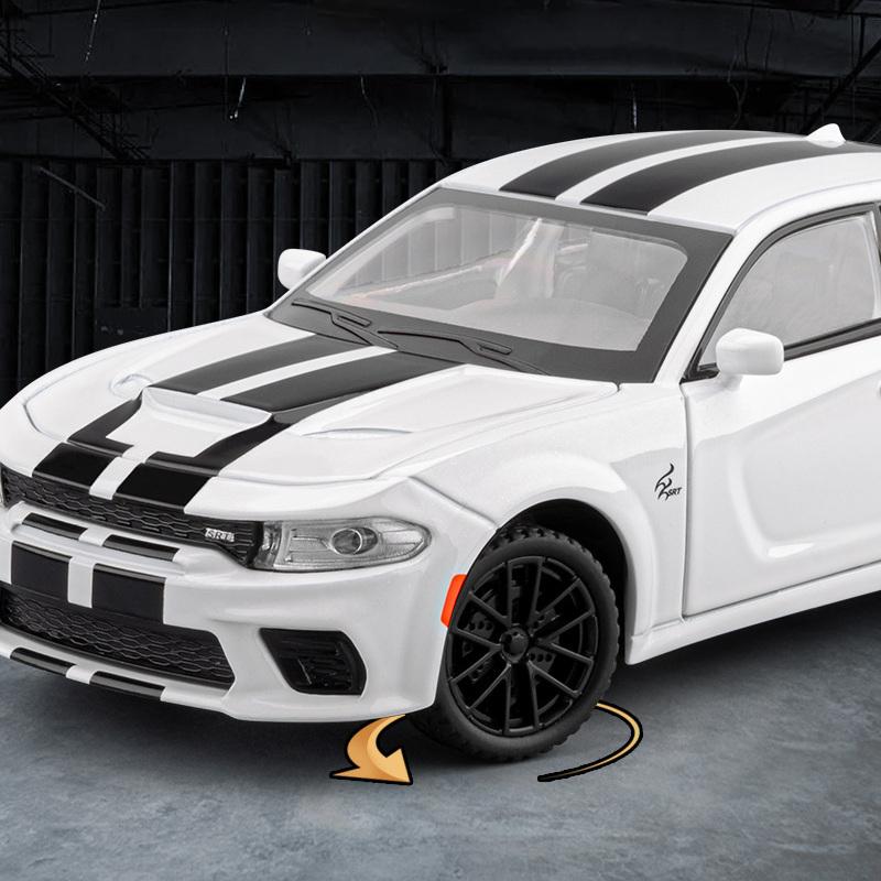 1/32 DODGE Charger SRT Hellcat Сплавная модель спортивного автомобиля Литая модель Маслкар Гоночные автомобили Модель автомобиля Симуляция Звук Свет Детские подарки