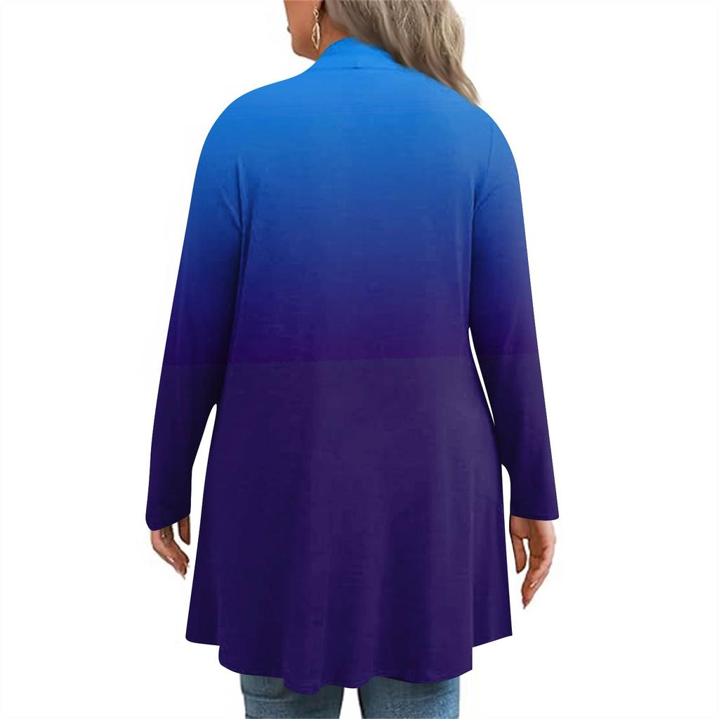 Женский осенне-зимний модный повседневный кардиган средней длины с принтом и длинным рукавом