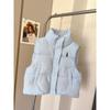 Embroidered down cotton vest women's autumn and winter stand-up collar short loose casual warm vest jacket