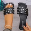 Fashion Women Slippers Leisure Anti Slip Home Sandals Slides Women Outdoor Beach Large Size Shoes Summer New Flat Bottom Rivet Slippers