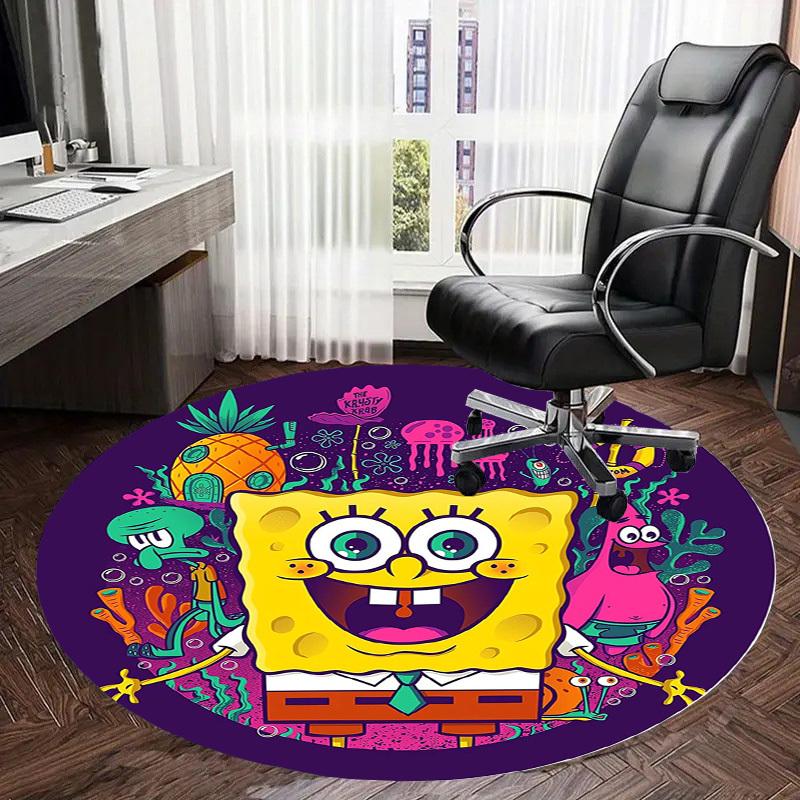 1pc SpongeBob SquarePants Round carpet, Made of Polyester,Perfect for Decorating Office Chairs, Living Rooms fplt033