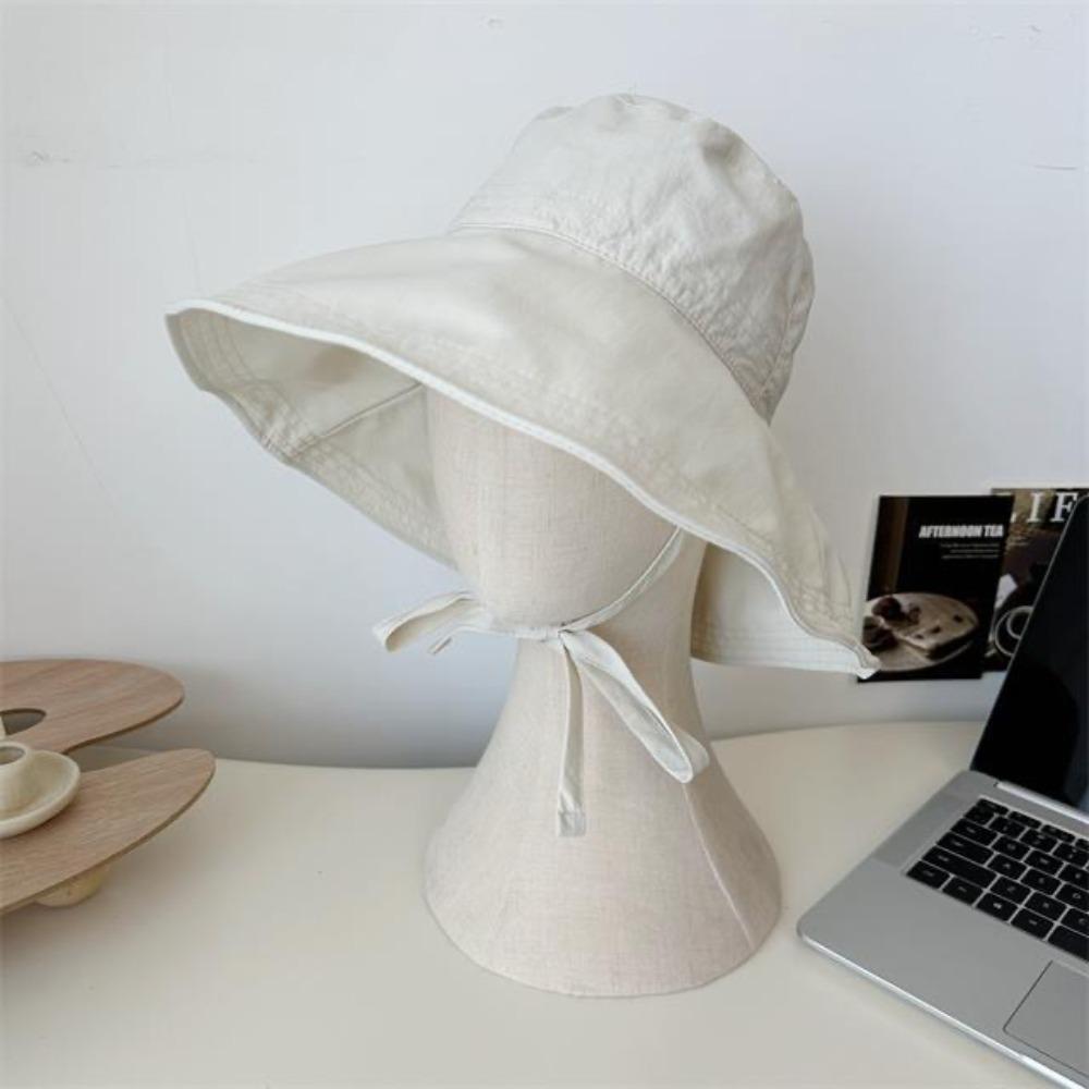 Wide Brim Cover Sunshade Basin Hat Sunshade Outdoor Fishing Cap Lace-up Fisherman Hat Summer