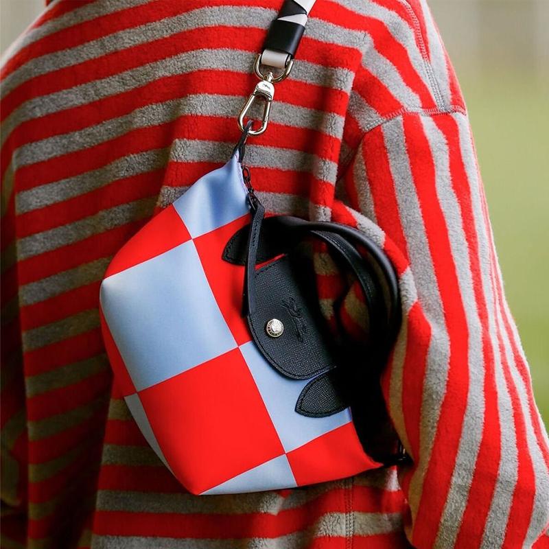 Longchamp Le Pliage Embossed Logo Snap Flap Square Hardware Mini Dumpling Bag Crossbody Shoulder Tote Women Bags Sky-Blue Red 1500HDCH90