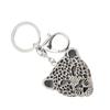 Брелок для ключей, изысканный, украшенный стразами, леопардовая голова, подвеска на сумку для автомобиля, подарок на день рождения для девочки(Серебряный )