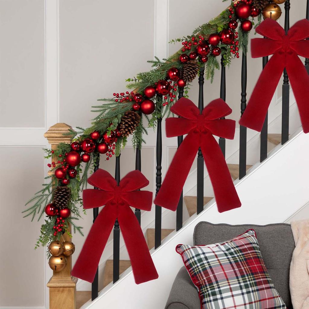 Large Christmas Bow, Red Velvet Bows, Tree Topper Ornament Bow for Home, Wreath Decoration