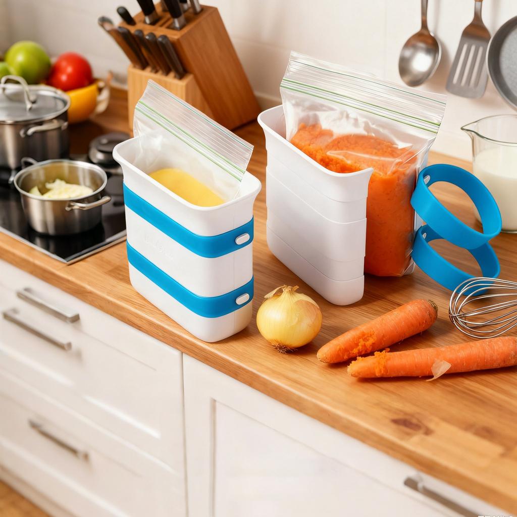 Silicone Freezer Block Maker Vertical Soup Rack Design Baby Food Storage Leak-Proof Silicone Food Bag Containers