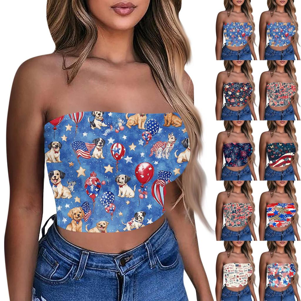 Crop Tops For Women Sexy Cami Tank Summer Tube Sleeveless Printed Camisole Shirt Vest