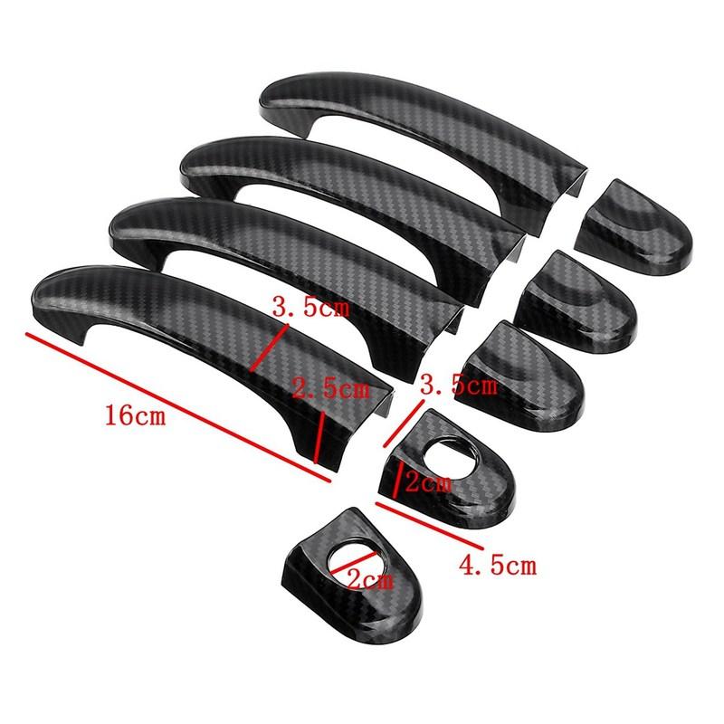 Practical 9Pcs Set ABS Chrome Door Handle Covers Trim For TRANSPORTER T5 T6 CADDY VAN 2003-2015 Carbon Fiber Style