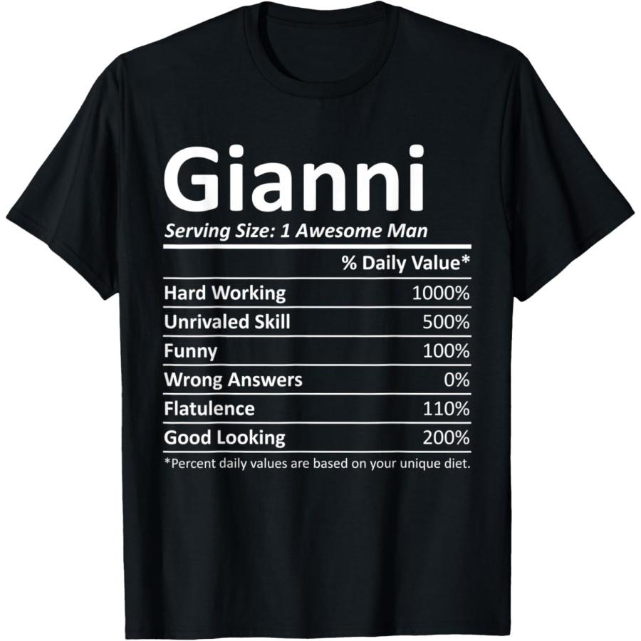 GIANNI Питание Смешная Подарочная Идея на День Рождения с Персонализированным Именем Футболка