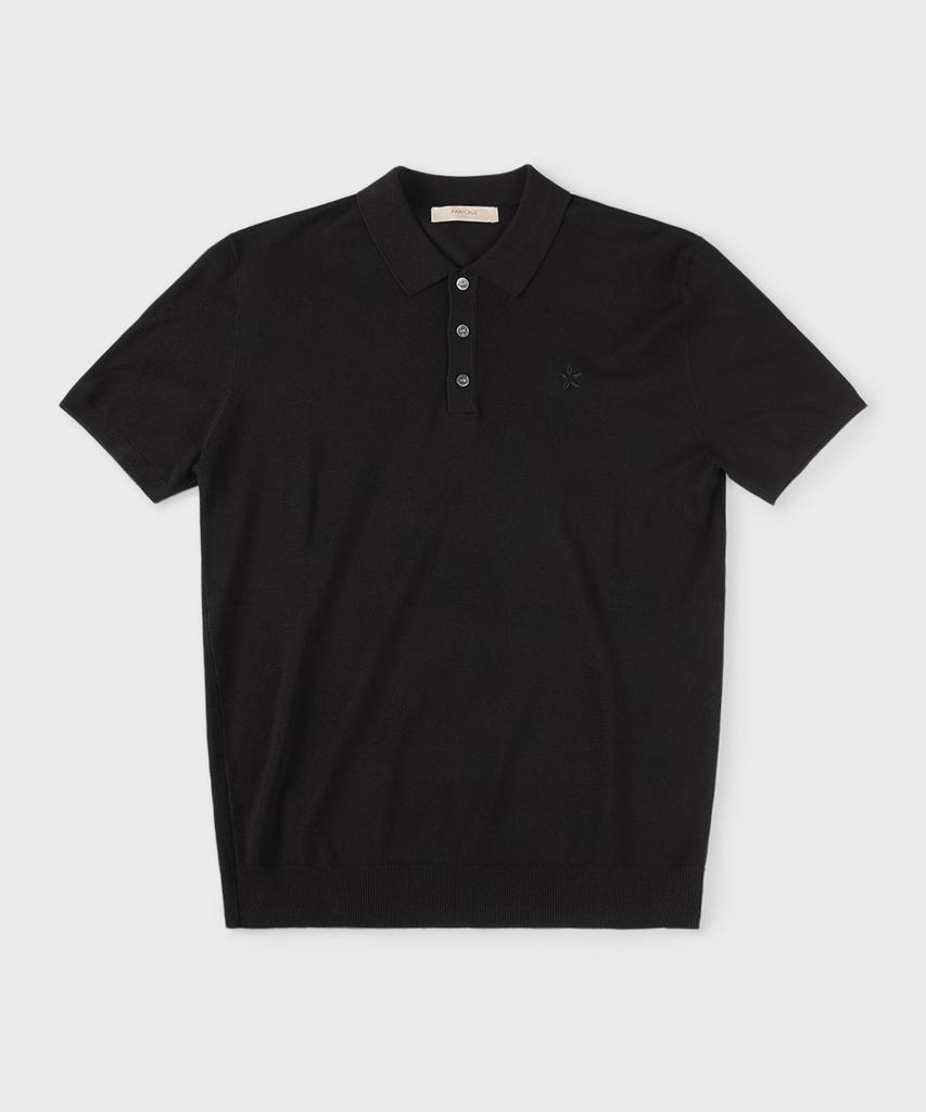 PANICALE Black Viscose Blend Polo Knit